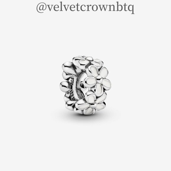 Pandora White Daisy Flower Spacer Charm - Picture 1 of 4